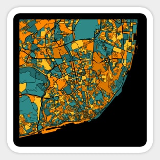 Lisbon Map Pattern in Orange & Teal Sticker